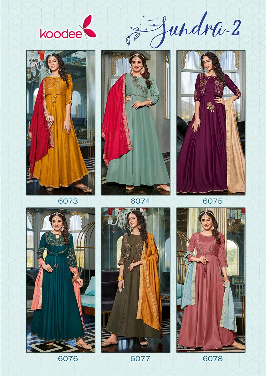 Koodee Sundra 2 Wedding Wear Wholesale Long Gown With Dupatta Collection